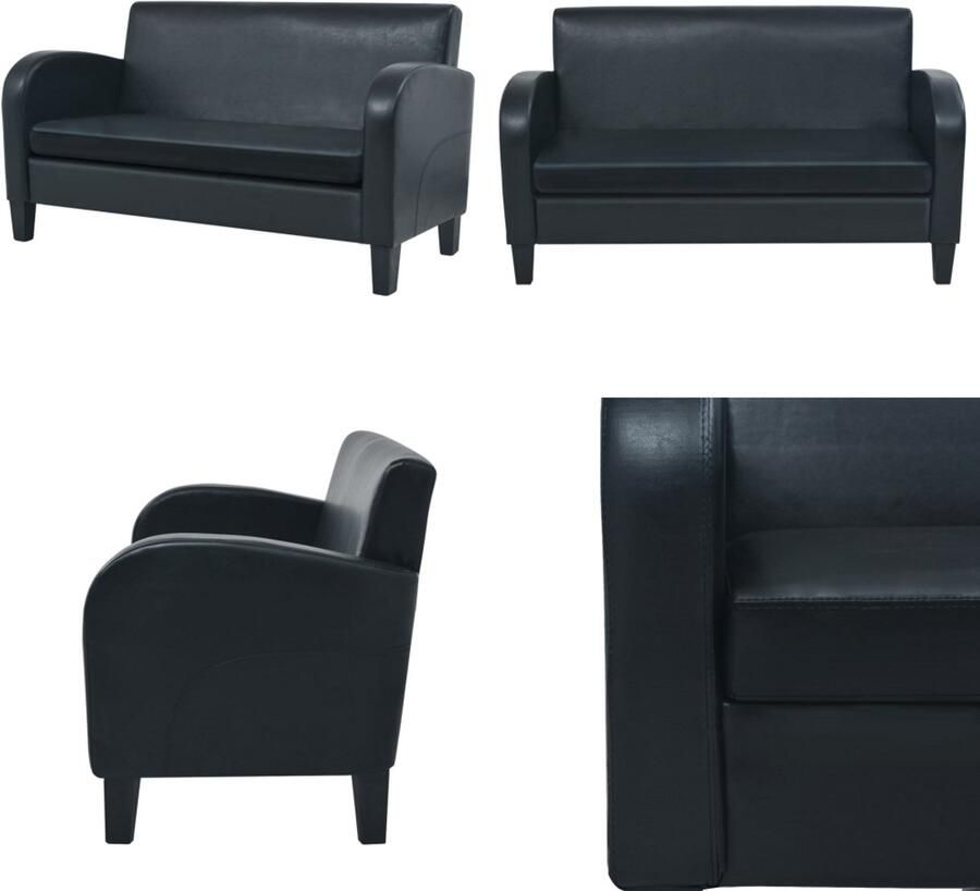 VidaXL Tweezitsbank kunstleer zwart Bank Banken Ligbank Huiskamer Zetel