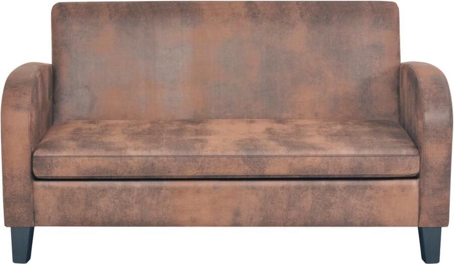 The Living Store 2-zitsbank Kunstsuède Bruin 139 x 70 x 76 cm Stijlvol klassiek design Tweezitsbank Banks Kopen Salon Meubilair Kunstleder Bank Bruine Bank - Foto 2