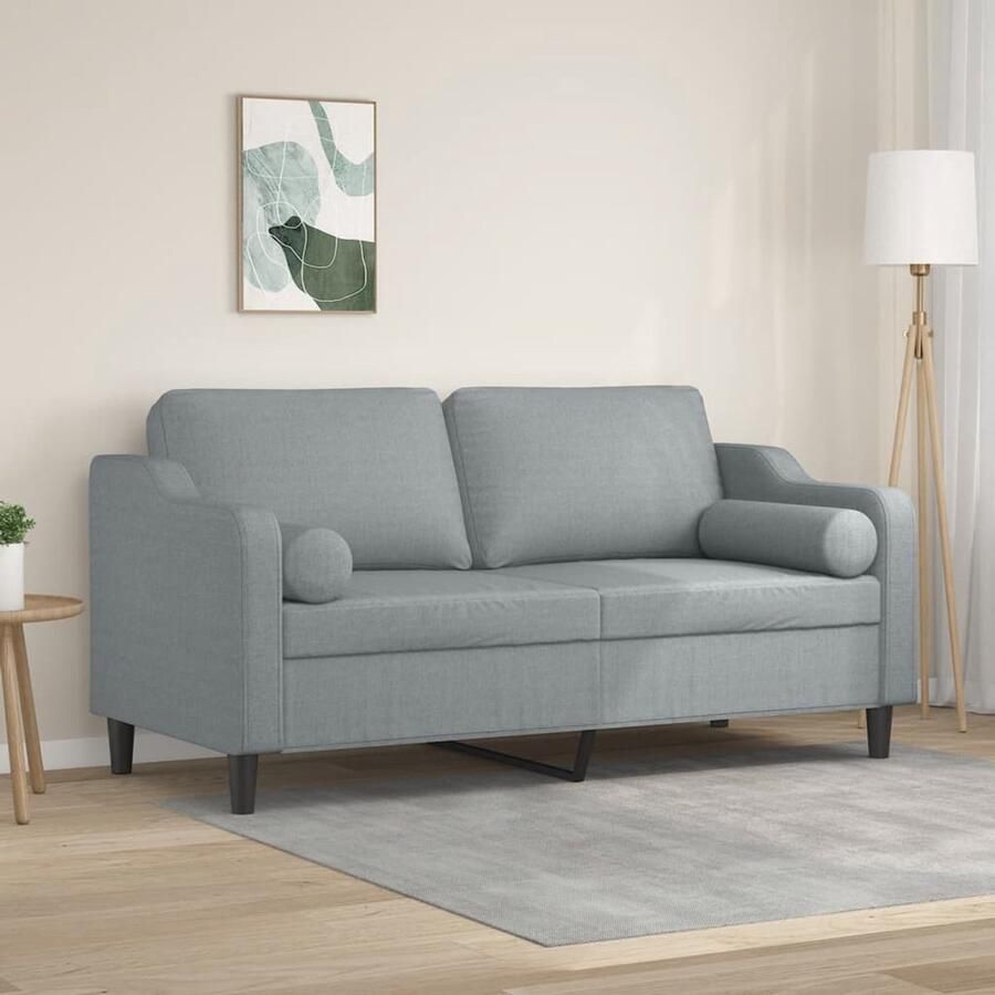 VidaXL Tweezitsbank Lichtgrijs Inclusief Kussens Tweezitsbank Sofa Grijs Banks Kopen Lounge Sofa Stoffen Bank