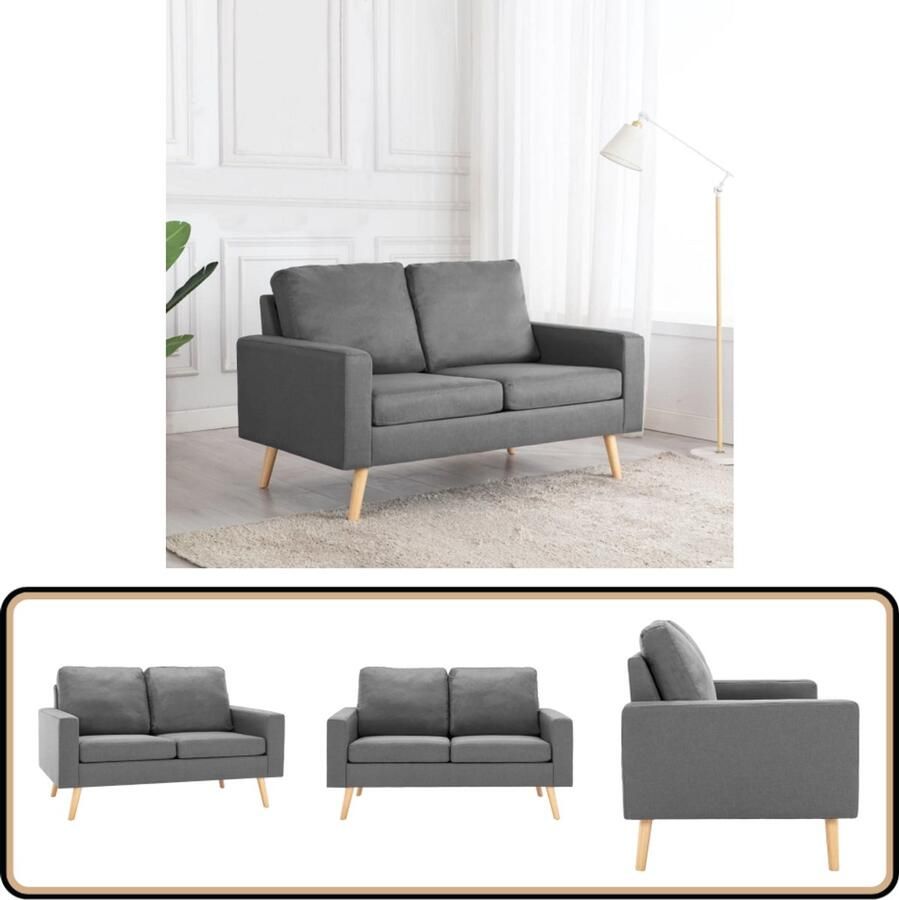 VidaXL Tweezitsbank Lichtgrijs Stof Compact Design Tweezits Bank Licht Grijze Bank Banks Kopen Stoffen Bank Design Bank Moderne Bank Lounge Bank Salon Meubels Woonkamer Meubelen Comfort Bank Relaxe Bank
