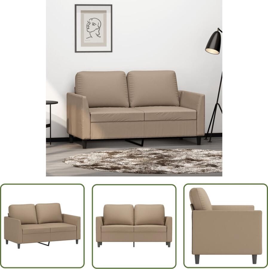 The Living Store Loungebank Kunstleren 2-zitsbank Cappuccino 140 x 77 x 80 cm Comfortabele zitting Loungeset Tweezitsbank Kunstleder Sofa Bruine Bank Salon Meubilair