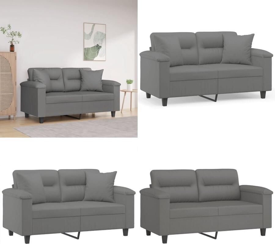 VidaXL Tweezitsbank met kussens 120 cm microvezelstof donkergrijs Tweezitsbank Tweezitsbanken 2-zitsbank Bank