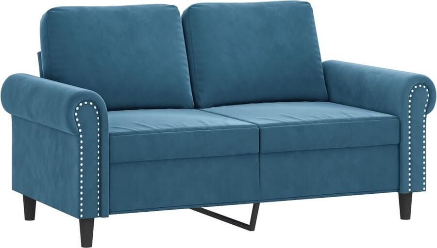 VidaXL -Tweezitsbank-met-sierkussens-120-cm-fluweel-blauw - Foto 2