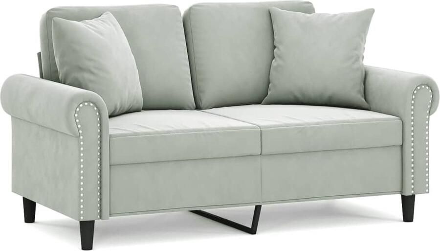 The Living Store Luxe 2-Zitsbank Fluweel Lichtgrijs 152x77x80 cm Stabiel Metalen Frame Tweezitsbank Fluweelbank Luxe Bank Grijze Bank Bankstellen - Foto 2