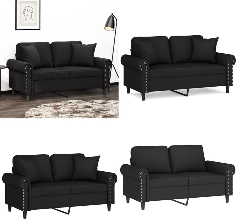 The Living Store Zwarte 2-zitsbank Fluweel 152 x 77 x 80 cm Comfortabele Zitervaring Tweezitsbank Zwarte Bank Velvet Bank Comfortabele Bank Luxe Bank - Foto 3