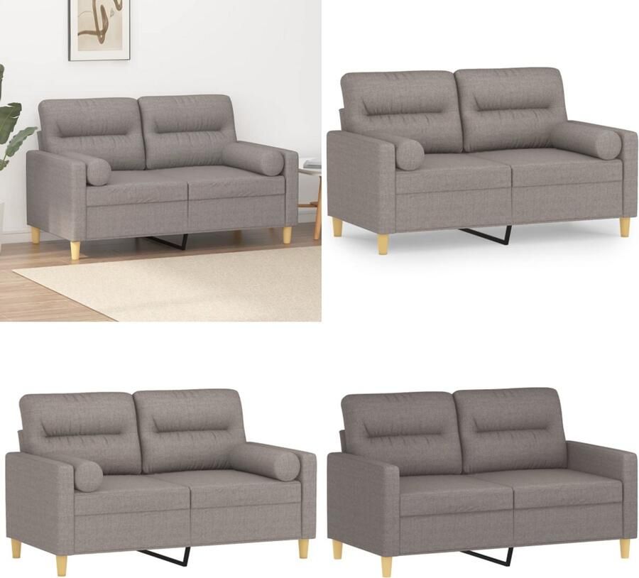 VidaXL Tweezitsbank met sierkussens 120 cm stof taupe 2-zitsbank 2-zitsbanken Tweezitsbank Bank