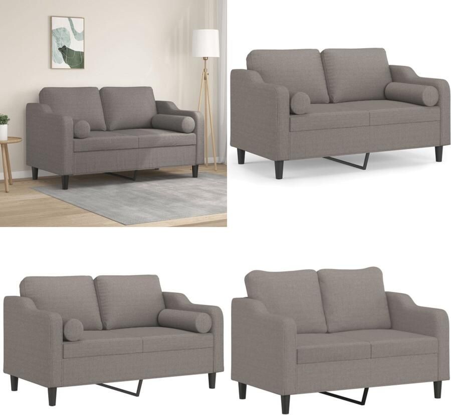 VidaXL Tweezitsbank met sierkussens 120 cm stof taupe 2-zitsbank 2-zitsbanken Tweezitsbank Bank