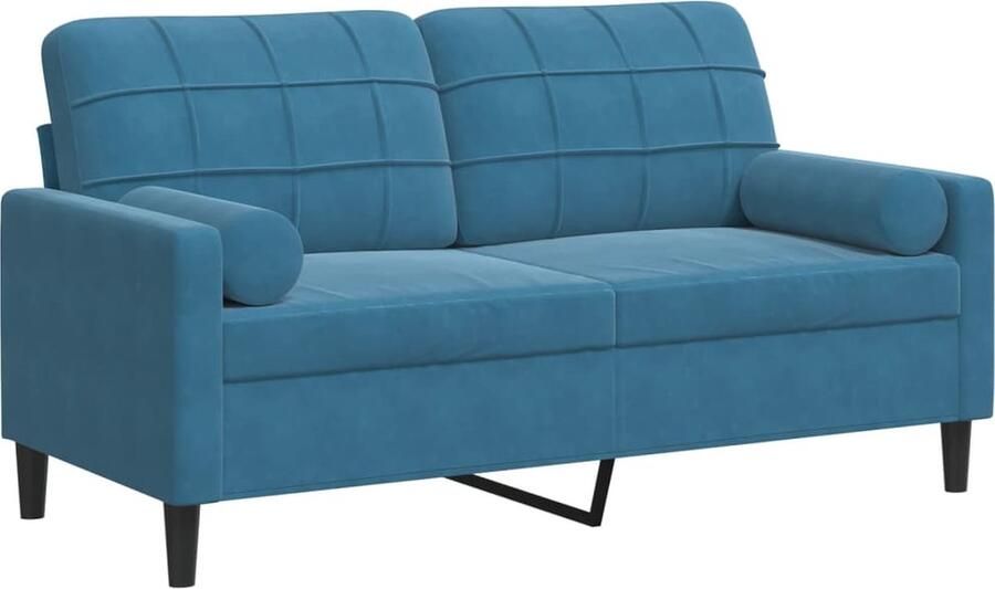 VidaXL -Tweezitsbank-met-sierkussens-140-cm-fluweel-blauw - Foto 2
