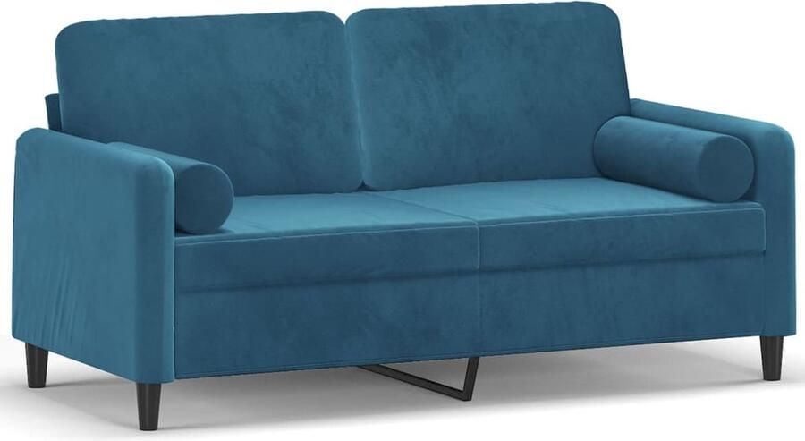 VidaXL -Tweezitsbank-met-sierkussens-140-cm-fluweel-blauw - Foto 3