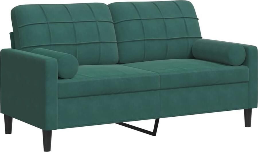 VidaXL Tweezitsbank Fluweel Donkergroen Inclusief Kussens Tweezitsbank Donkergroen Bank Velours Bank Salontafel Banksofa