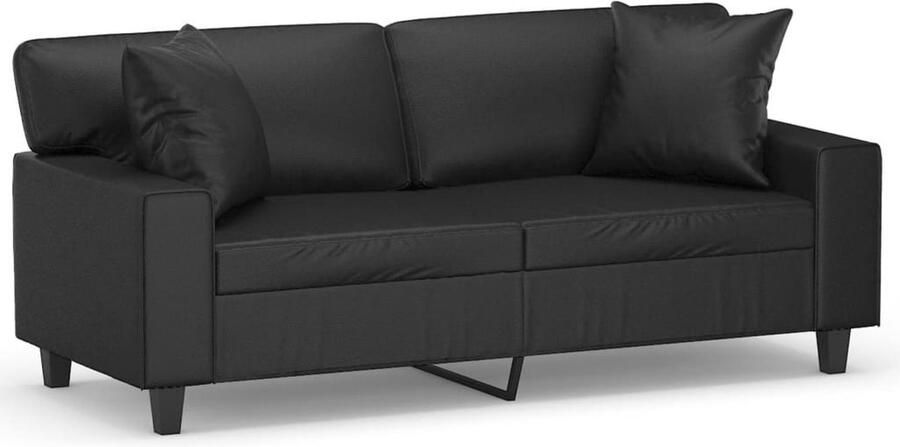 The Living Store Zwarte 2-zitsbank van Kunstleer 174 x 77 x 80 cm Comfortabele zitervaring Twee Zitsbank Zwarte Bank Kunstleder Bank Lounge Bank Bankstellen - Foto 2