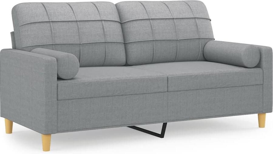 VidaXL Tweezitsbank Lichtgrijs Inclusief Sierkussens Tweezitsbank Sofa Lounge Stoffen Meubels Grijs Meubilair Modern Wonen Livingroom Decoratie Relaxstoel