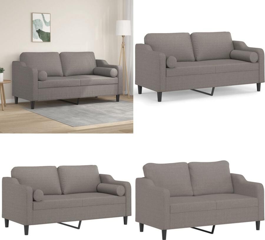 VidaXL Tweezitsbank met sierkussens 140 cm stof taupe 2-zitsbank 2-zitsbanken Tweezitsbank Bank