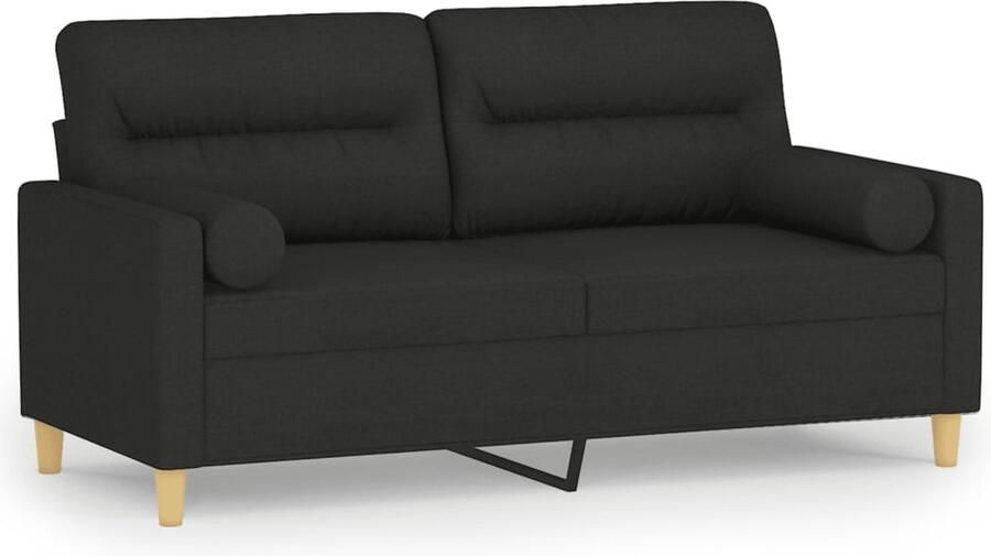 Vida XL Tweezitsbank met sierkussens 140 cm stof zwart SKU: 3200913 - Foto 2