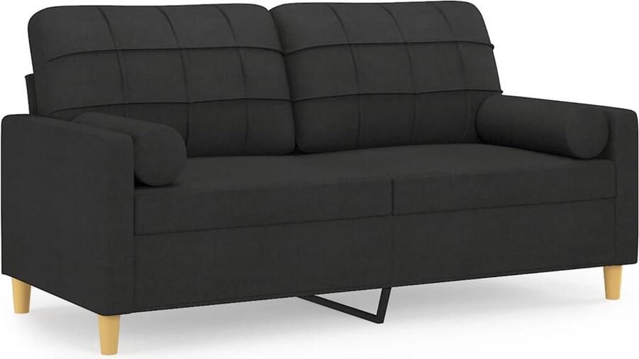 Vida XL vidaXL Tweezitsbank met sierkussens 140 cm stof zwart-VXL-3200825 - Foto 4