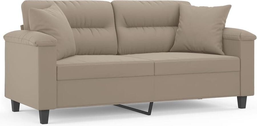 VidaXL Tweezitsbank Microvezelstof Taupe Inclusief kussens