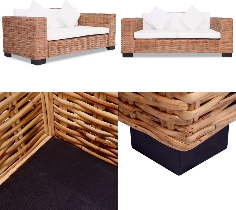 VidaXL Tweezitsbank natuurlijk rattan 2-zitsbank 2-zitsbanken Tweezitsbank Tweezitsbanken