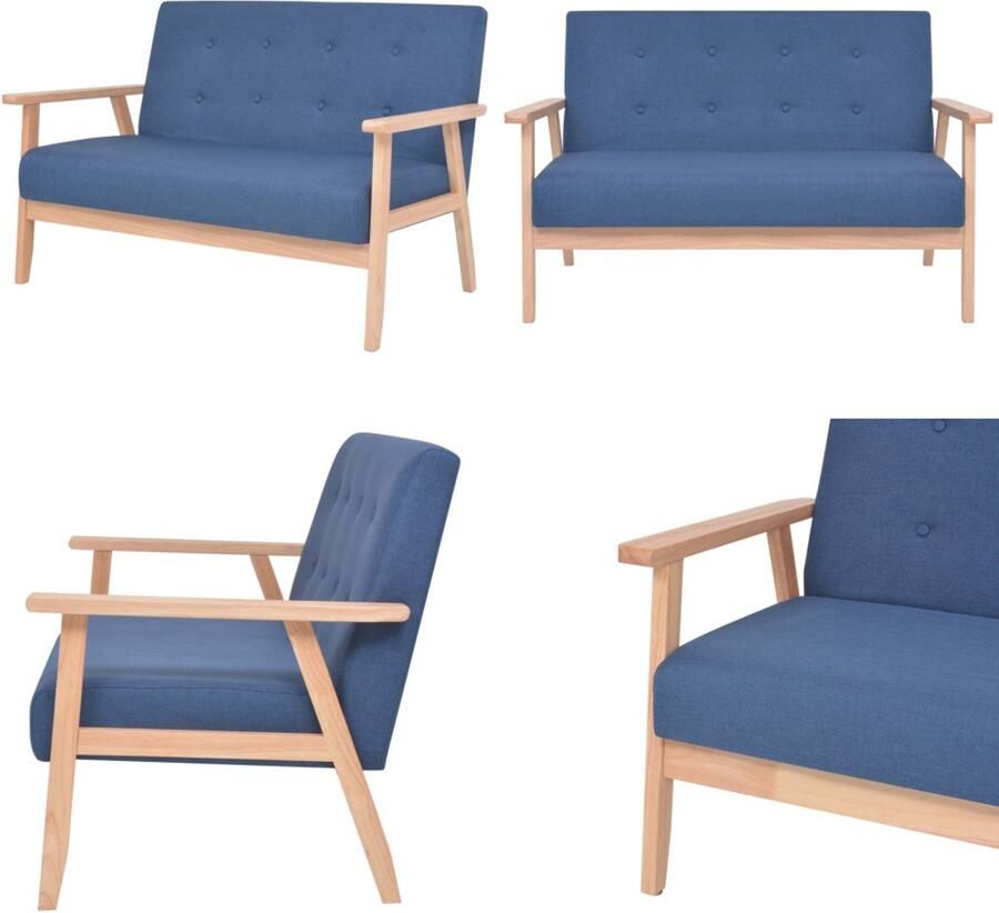 VidaXL Tweezitsbank stof blauw Bank Banken Stoffen Bank Stoffen Banken