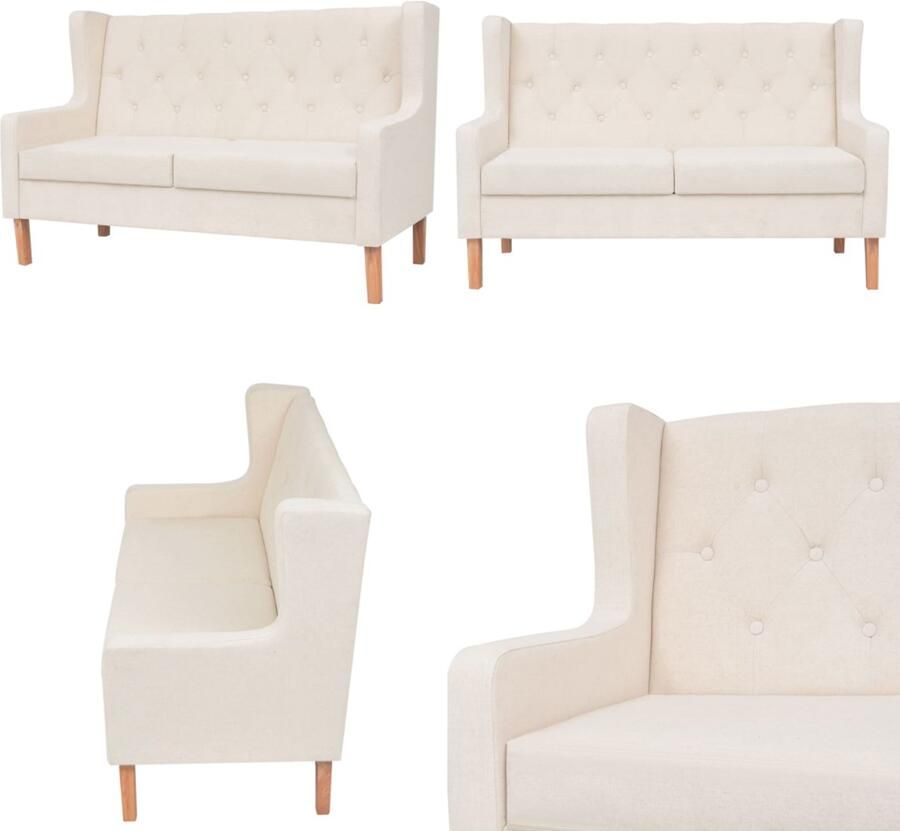 VidaXL Tweezitsbank stof crèmewit Bank Banken Stoffen Bank Stoffen Banken