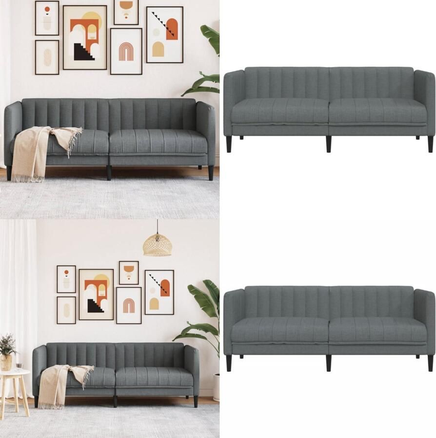 VidaXL Tweezitsbank stof donkergrijs 2-zitsbank 2-zitsbanken Bank Loveseat