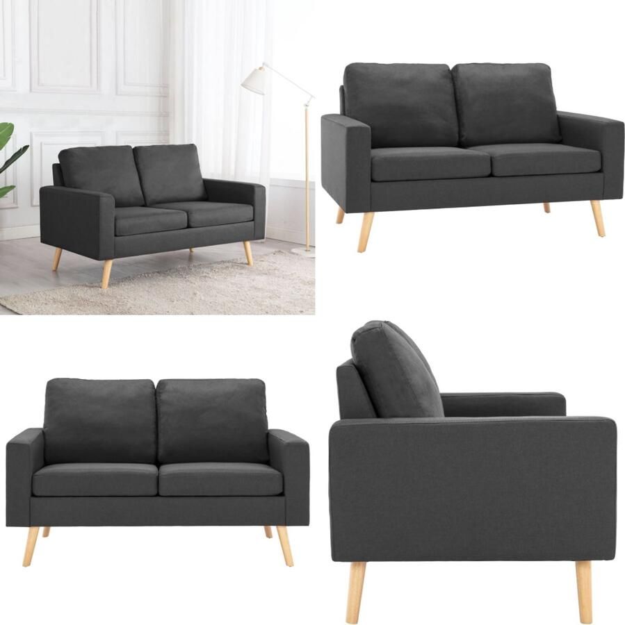 VidaXL Tweezitsbank stof donkergrijs Bank Banken Tweezitsbank Tweezitsbanken