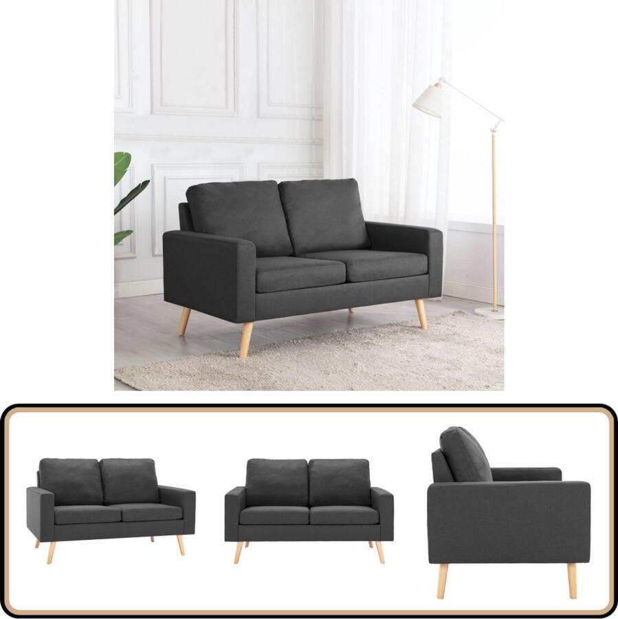 VidaXL Tweezitsbank stof donkergrijs Tweezitsbank Donker Grijs Sofa Stoffen Bank Banks Kopen Lounge Meubels Living Room Furniture