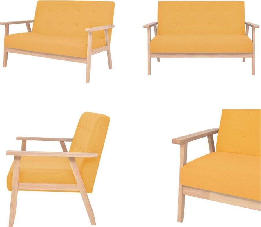 VidaXL Tweezitsbank stof geel Bank Banken Stoffen Bank Stoffen Banken - Foto 2