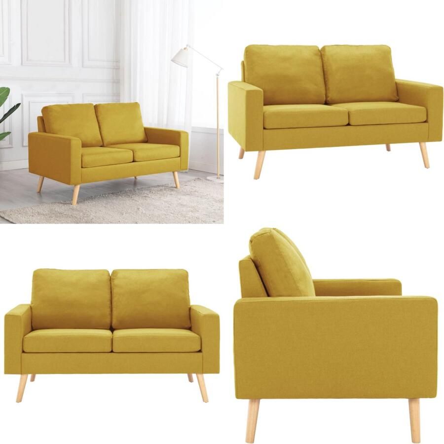 VidaXL Tweezitsbank stof geel Bank Banken Tweezitsbank Tweezitsbanken