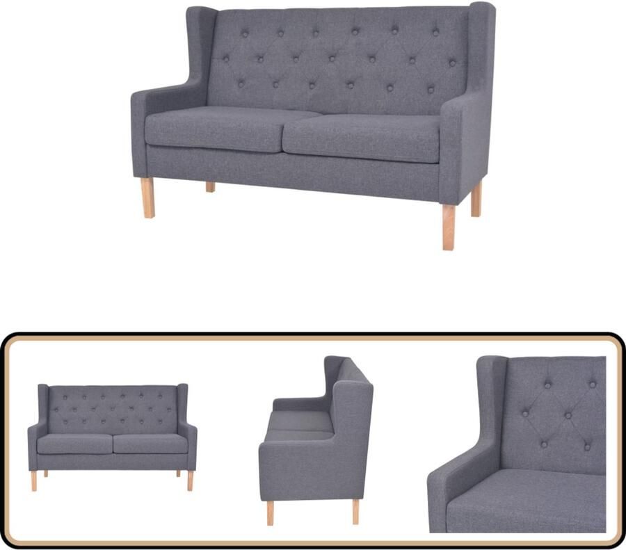 VidaXL Tweezitsbank Stof Grijs Comfort en Stijl Tweezits Bank Grijze Bank Comfortabele Bank Banks Kopen Salon Meubilair