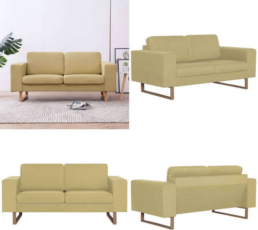 VidaXL Tweezitsbank stof groen Bank Banken Zitbank Zitbanken