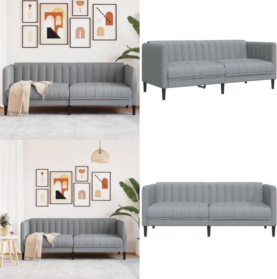 VidaXL Tweezitsbank stof lichtgrijs 2-zitsbank 2-zitsbanken Bank Loveseat