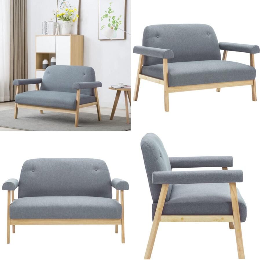 VidaXL Tweezitsbank stof lichtgrijs Bank Banken Stoffen Bank Stoffen Banken