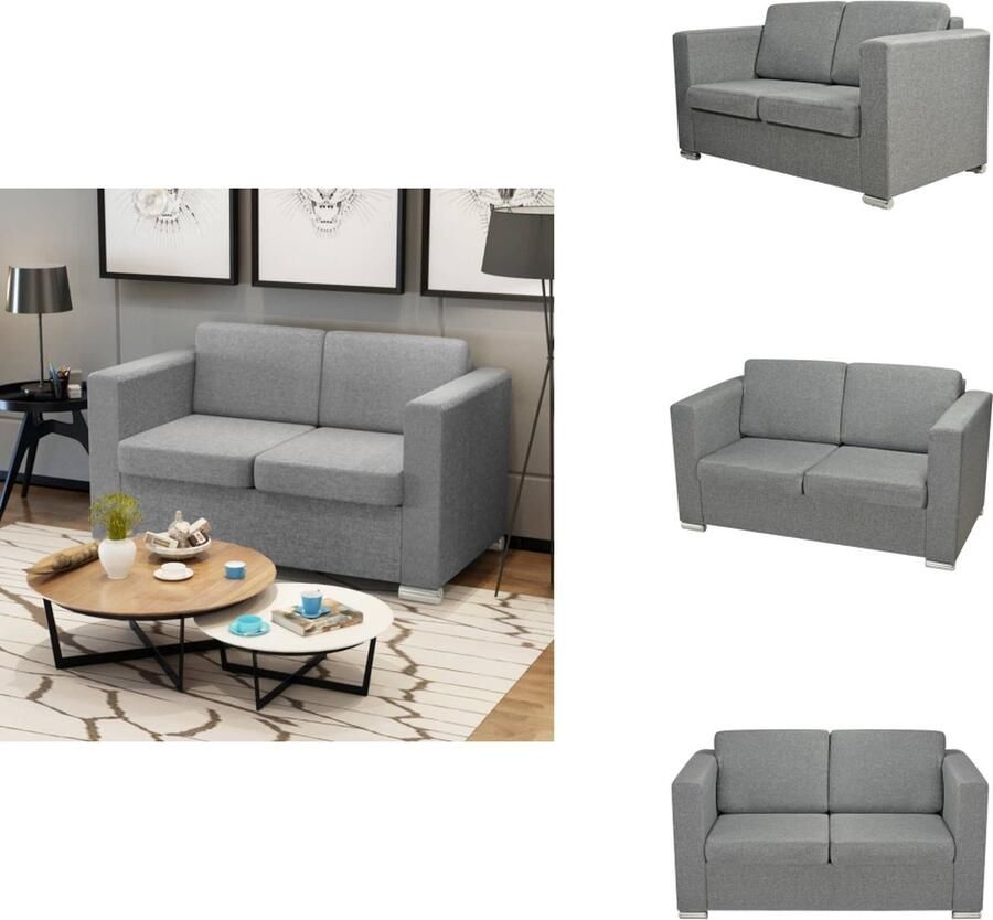 VidaXL Tweezitsbank stof lichtgrijs - Foto 3