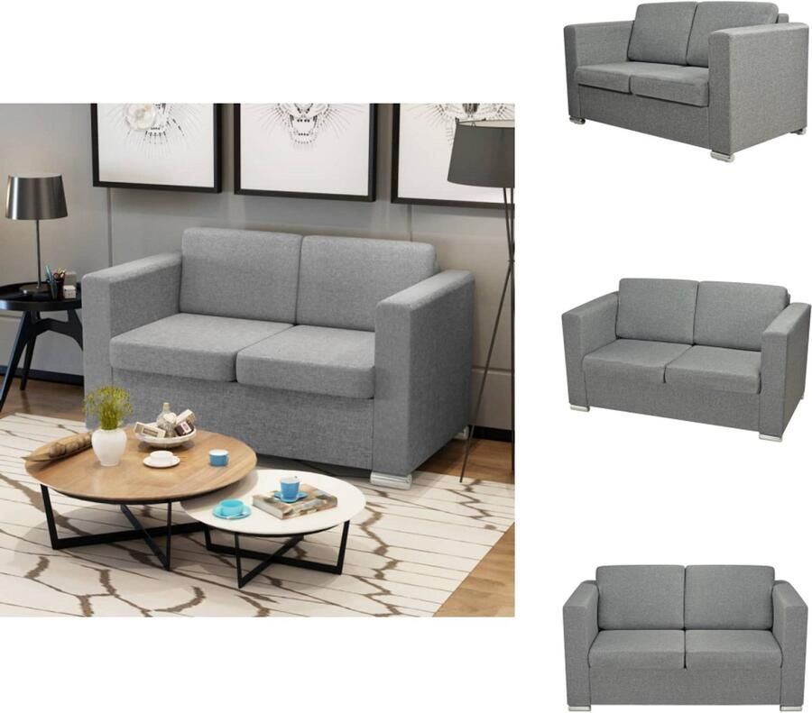 VidaXL Tweezitsbank stof lichtgrijs - Foto 4