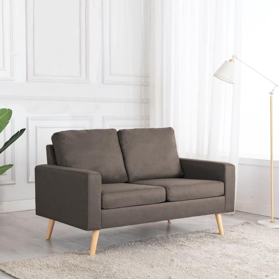 VidaXL Tweezitsbank Stof Taupe Comfortabel Design Tweezitsbank Bank Stofbank Lounge Bank Comfortabele Bank Moderne Bank Scandinavische Bank Taupe Bank Salon Meubels Woonkamer Meubelen - Foto 2