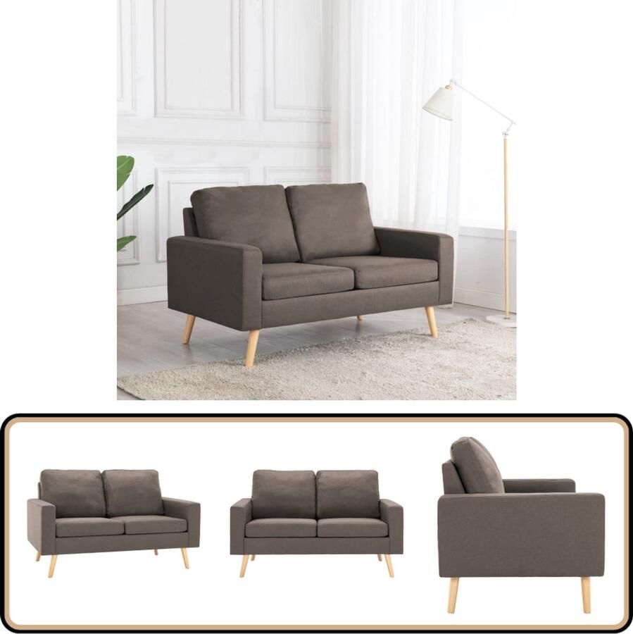 VidaXL Tweezitsbank Stof Taupe Comfortabel Design Tweezitsbank Bank Stofbank Lounge Bank Comfortabele Bank Moderne Bank Scandinavische Bank Taupe Bank Salon Meubels Woonkamer Meubelen