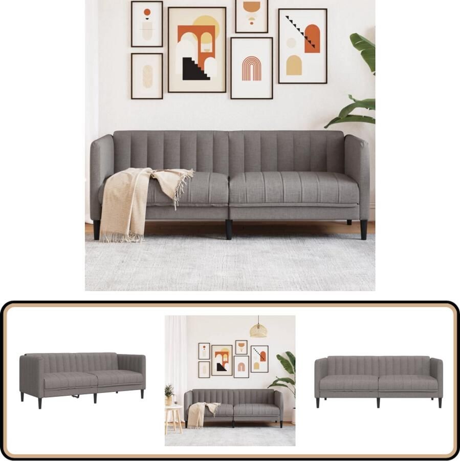 VidaXL Tweezitsbank Stof Taupe Comfortabel Design Tweezitsbank Sofa Bankstellen Lounge Meubels Living Room Furniture