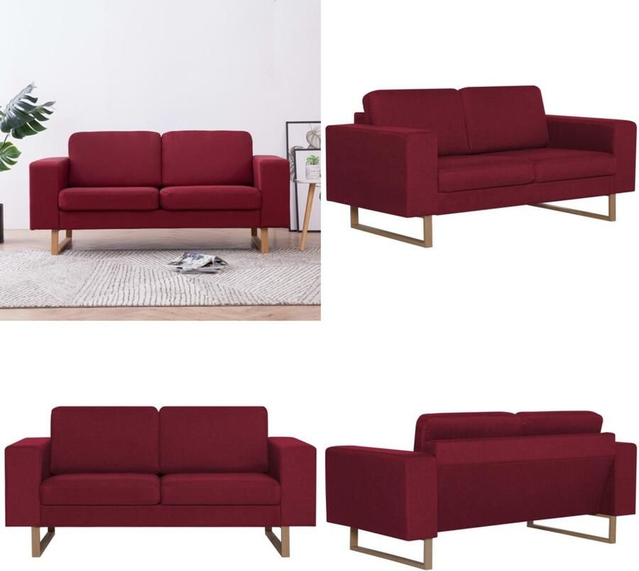 VidaXL Tweezitsbank stof wijnrood Bank Banken Zitbank Zitbanken