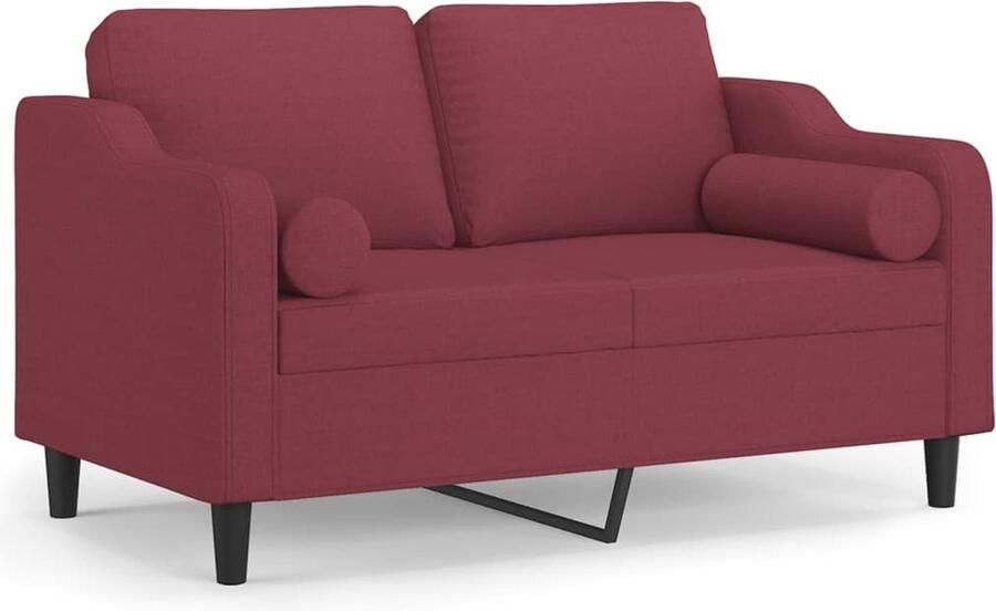 VidaXL Tweezitsbank Stof Wijnrood Incl. sierkussens Tweezitsbank Rode Bank Bankstel Lounge Meubilair Stoffen Bank - Foto 2