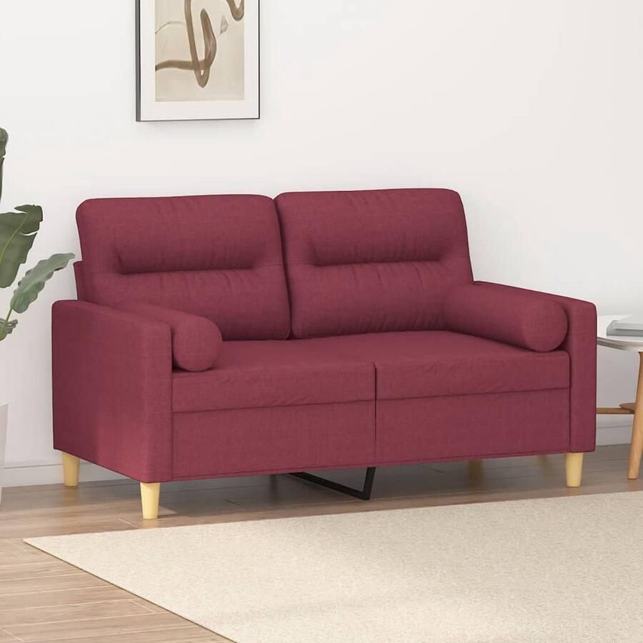 VidaXL Tweezitsbank Stof Wijnrood Inclusief Kussens Tweezitsbank Rode Bank Bankstellen Lounge Meubels Stoffen Bank Modern Sofa Living Room Furniture - Foto 2