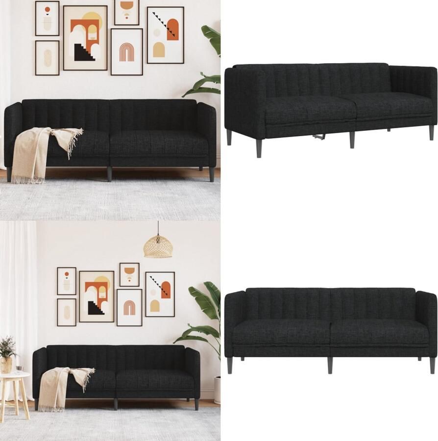 VidaXL Tweezitsbank stof zwart 2-zitsbank 2-zitsbanken Bank Loveseat