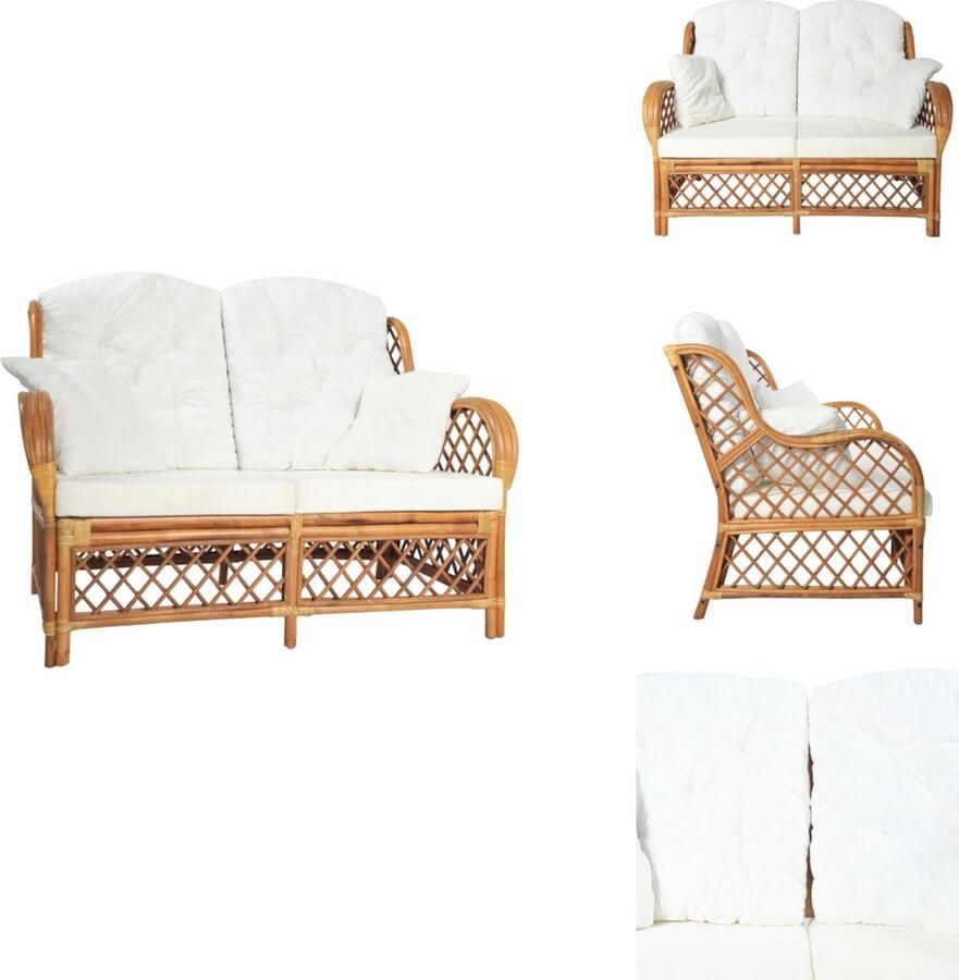 VidaXL Tweezitsbank Tweezitsbanken 2-zitsbank 2-zitsbanken Tweezitsbank rattan lichtbruin