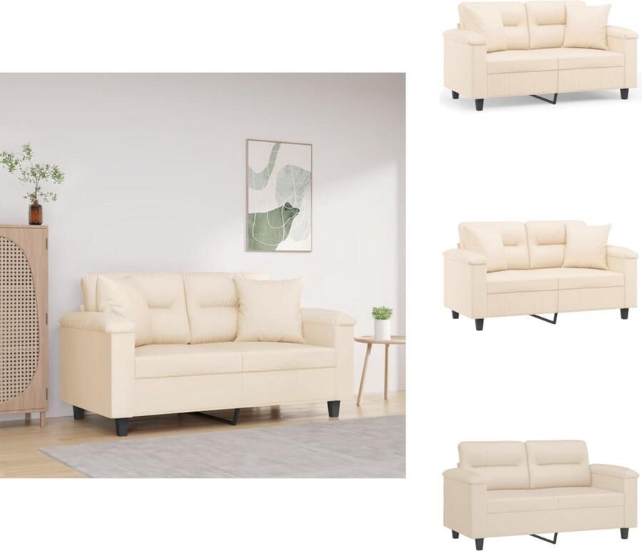 VidaXL Tweezitsbank Tweezitsbanken 2-zitsbank Bank Tweezitsbank met kussens 120 cm microvezelstof beige