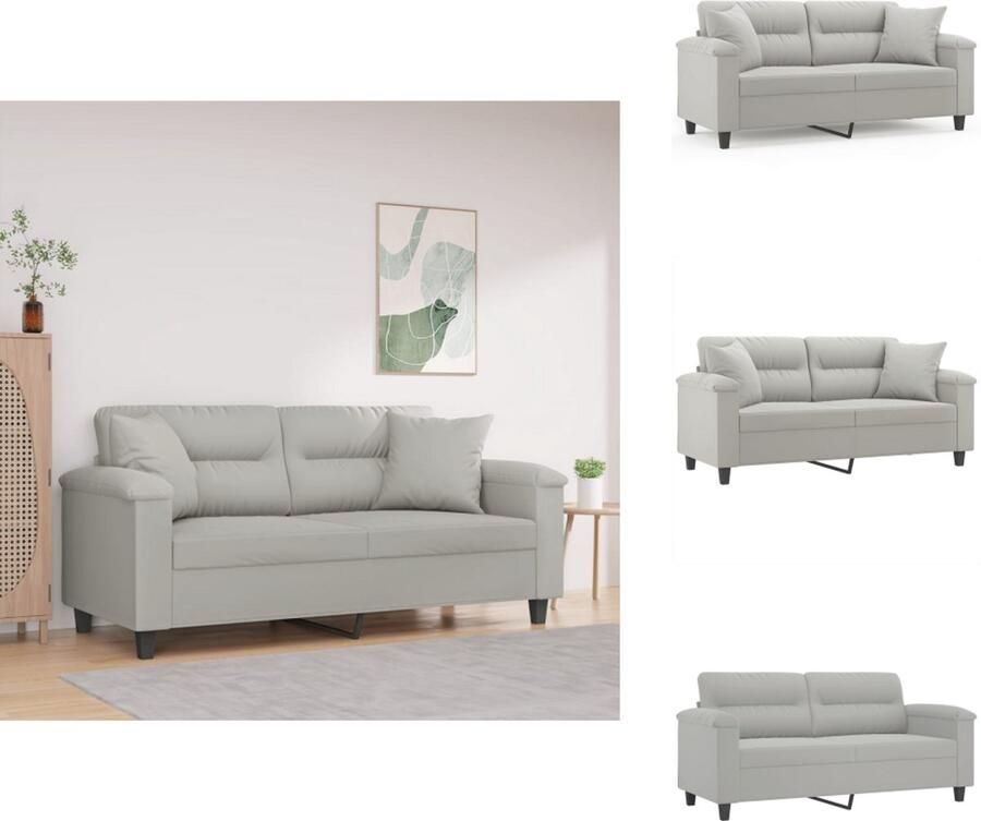 VidaXL Tweezitsbank Tweezitsbanken 2-zitsbank Bank Tweezitsbank met kussens 140 cm microvezelstof lichtgrijs