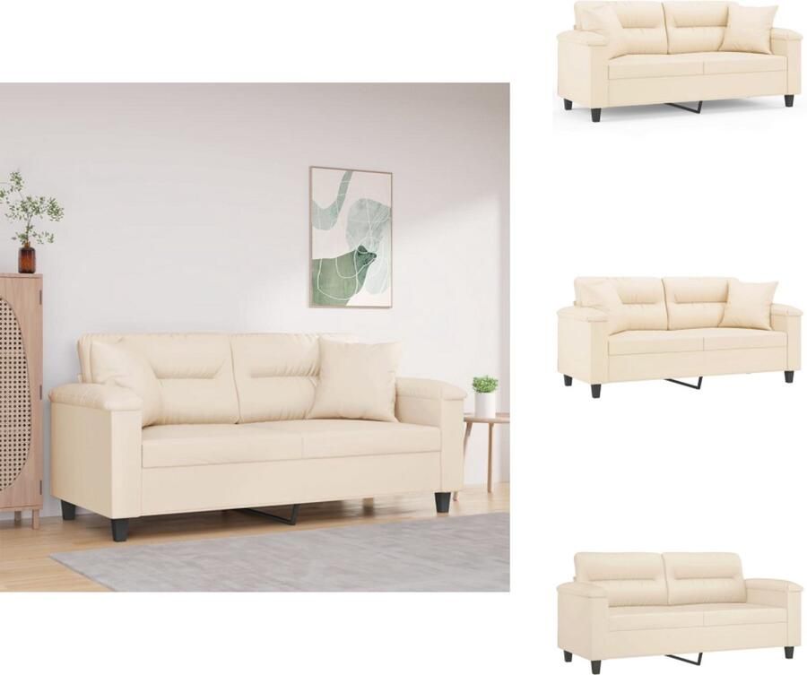 VidaXL Tweezitsbank Tweezitsbanken 2-zitsbank Bank Tweezitsbank met kussens 140 cm microvezelstof beige