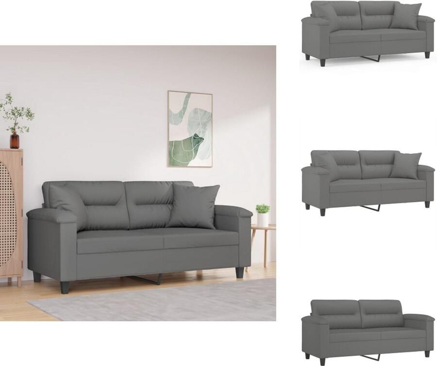 VidaXL Tweezitsbank Tweezitsbanken 2-zitsbank Bank Tweezitsbank met kussens 140 cm microvezelstof donkergrijs