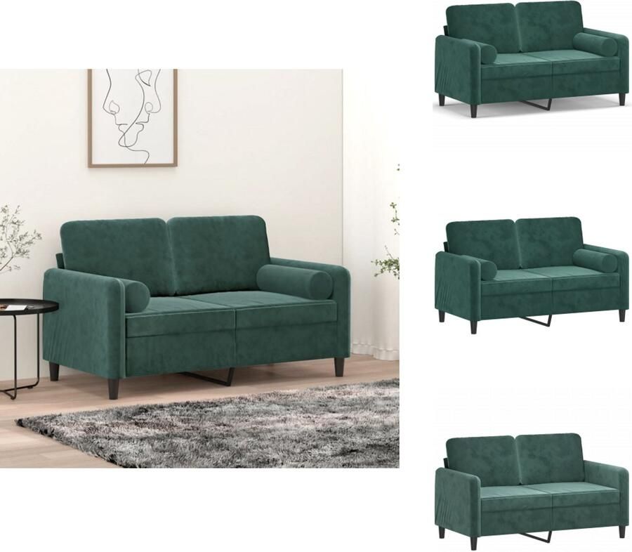 VidaXL Tweezitsbank Tweezitsbanken 2-zitsbank Bank Tweezitsbank met sierkussens 120 cm fluweel donkergroen