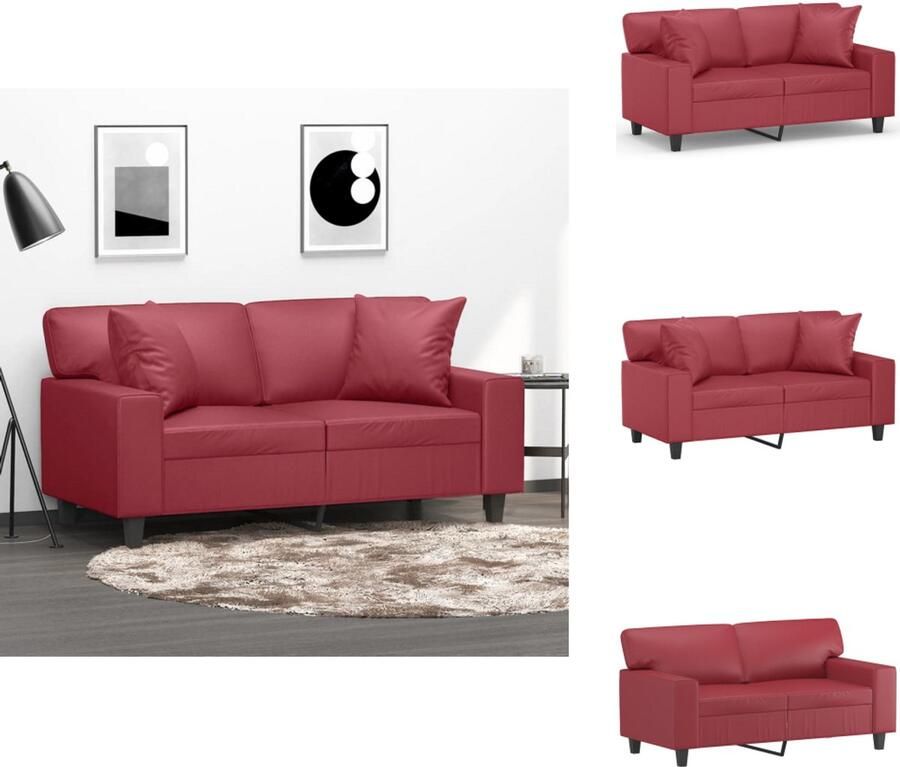 VidaXL Tweezitsbank Tweezitsbanken 2-zitsbank Bank Tweezitsbank met sierkussens 120 cm kunstleer wijnrood