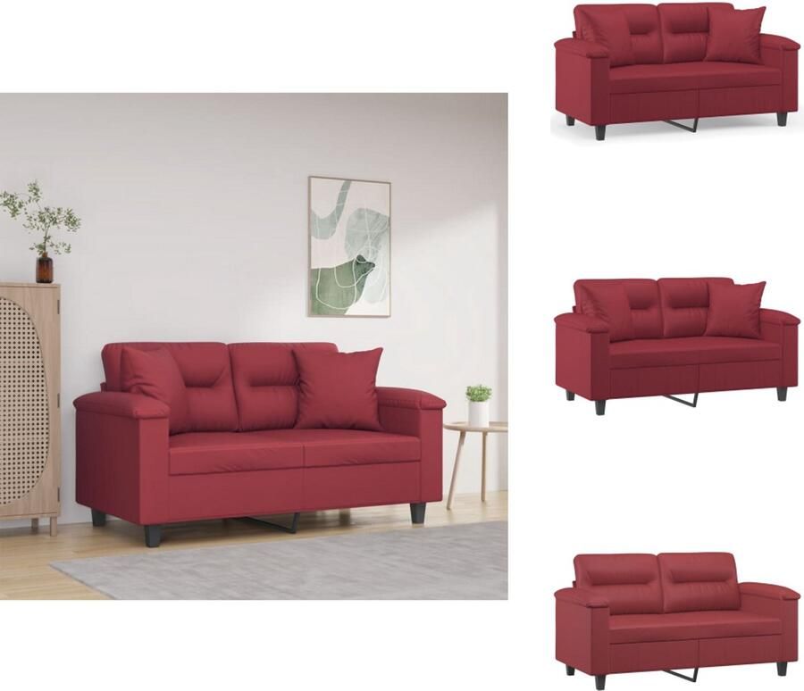 VidaXL Tweezitsbank Tweezitsbanken 2-zitsbank Bank Tweezitsbank met sierkussens 120 cm kunstleer wijnrood