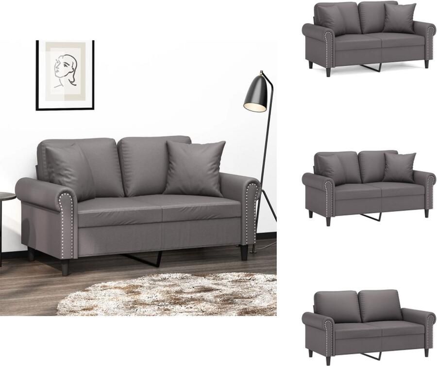 VidaXL Tweezitsbank Tweezitsbanken 2-zitsbank Bank Tweezitsbank met sierkussens 120 cm kunstleer grijs